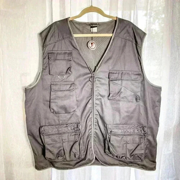 NWOT Stone Creek Size XXL Grey Stain Resistant Fishing Vest pockets comfy - Picture 1 of 10